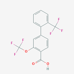 molecular formula C15H8F6O3 B15500513 3-(Trifluoromethoxy)-2'-(trifluoromethyl)biphenyl-4-carboxylic acid 