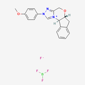 molecular formula C19H18BF4N3O2 B15500595 (5AS,10bR)-2-(4-methoxyphenyl)-5a,10b-dihydro-4H,6H-indeno[2,1-b][1,2,4]triazolo[4,3-d][1,4]oxazin-2-ium tetrafluoroborate 