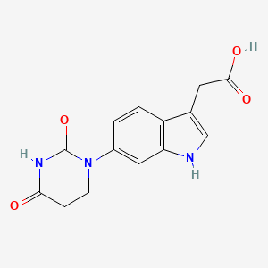 molecular formula C14H13N3O4 B15500610 2-(6-(2,4-Dioxotetrahydropyrimidin-1(2H)-yl)-1H-indol-3-yl)acetic acid 