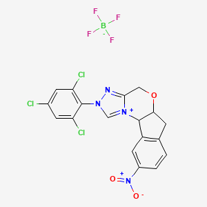 molecular formula C18H12BCl3F4N4O3 B15500634 (5aS,10bR)-9-Nitro-2-(2,4,6-trichlorophenyl)-5a,10b-dihydro-4H,6H-indeno[2,1-b][1,2,4]triazolo[4,3-d][1,4]oxazin-2-ium tetrafluoroborate 