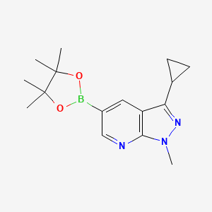 molecular formula C16H22BN3O2 B15500708 3-Cyclopropyl-1-methyl-5-(4,4,5,5-tetramethyl-1,3,2-dioxaborolan-2-yl)pyrazolo[3,4-b]pyridine 