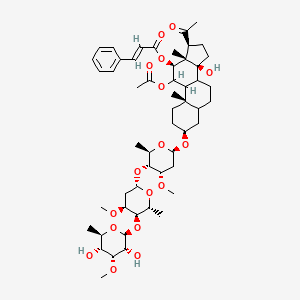 [(3S,10S,12S,13S,14S,17S)-17-acetyl-11-acetyloxy-3-[(2R,4S,5R,6R)-5-[(2S,4S,5R,6R)-5-[(2S,3R,4R,5R,6R)-3,5-dihydroxy-4-methoxy-6-methyloxan-2-yl]oxy-4-methoxy-6-methyloxan-2-yl]oxy-4-methoxy-6-methyloxan-2-yl]oxy-14-hydroxy-10,13-dimethyl-1,2,3,4,5,6,7,8,9,11,12,15,16,17-tetradecahydrocyclopenta[a]phenanthren-12-yl] (E)-3-phenylprop-2-enoate