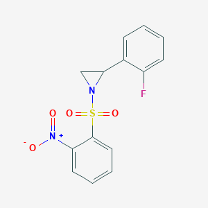 molecular formula C14H11FN2O4S B15500892 2-(2-Fluorophenyl)-1-(2-nitrophenyl)sulfonylaziridine 