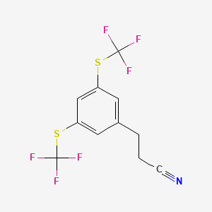 molecular formula C11H7F6NS2 B15501089 (3,5-Bis(trifluoromethylthio)phenyl)propanenitrile 