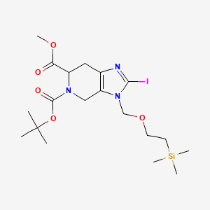 molecular formula C19H32IN3O5Si B15501102 5-O-tert-butyl 6-O-methyl 2-iodo-3-(2-trimethylsilylethoxymethyl)-6,7-dihydro-4H-imidazo[4,5-c]pyridine-5,6-dicarboxylate 