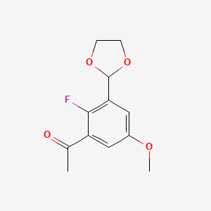 molecular formula C12H13FO4 B15501234 1-(3-(1,3-Dioxolan-2-yl)-2-fluoro-5-methoxyphenyl)ethanone 