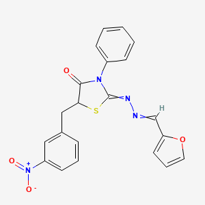 2-(Furan-2-ylmethylidenehydrazinylidene)-5-[(3-nitrophenyl)methyl]-3-phenyl-1,3-thiazolidin-4-one