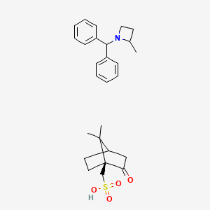 molecular formula C27H35NO4S B15501309 1-benzhydryl-2-methylazetidine;[(1S)-7,7-dimethyl-2-oxo-1-bicyclo[2.2.1]heptanyl]methanesulfonic acid 