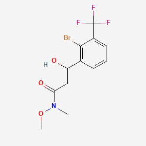 molecular formula C12H13BrF3NO3 B15501314 3-(2-Bromo-3-(trifluoromethyl)phenyl)-3-hydroxy-N-methoxy-N-methylpropanamide 