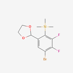 molecular formula C12H15BrF2O2Si B15501424 (4-Bromo-6-(1,3-dioxolan-2-yl)-2,3-difluorophenyl)trimethylsilane 