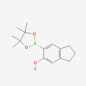 molecular formula C15H21BO3 B15501483 6-(4,4,5,5-tetramethyl-1,3,2-dioxaborolan-2-yl)-2,3-dihydro-1H-inden-5-ol 