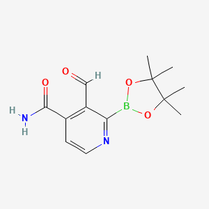 molecular formula C13H17BN2O4 B15501522 3-formyl-2-(4,4,5,5-tetramethyl-1,3,2-dioxaborolan-2-yl)pyridine-4-carboxamide 