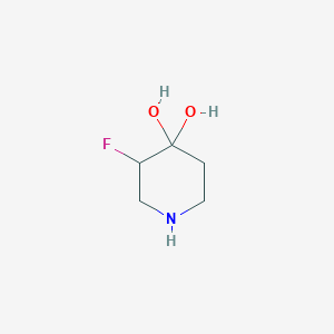 molecular formula C5H10FNO2 B15501559 4,4-Piperidinediol, 3-fluoro- 