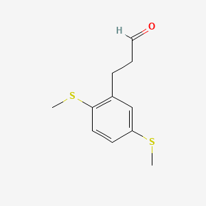 molecular formula C11H14OS2 B15501569 (2,5-Bis(methylthio)phenyl)propanal 