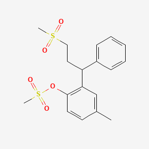 molecular formula C18H22O5S2 B15501596 2-(3-Methansulfonyl-1-phenylpropyl)-4-methylphenyl methansulfonate 