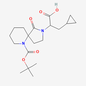 molecular formula C19H30N2O5 B15501627 2-(6-(tert-Butoxycarbonyl)-1-oxo-2,6-diazaspiro[4.5]decan-2-yl)-3-cyclopropylpropanoic acid 