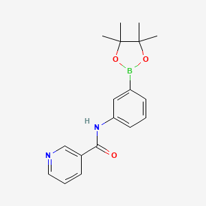 molecular formula C18H21BN2O3 B15501676 N-[3-(4,4,5,5-tetramethyl-1,3,2-dioxaborolan-2-yl)phenyl]pyridine-3-carboxamide 