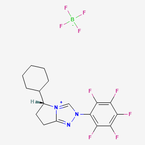 molecular formula C17H17BF9N3 B15501882 (R)-5-Cyclohexyl-2-(perfluorophenyl)-6,7-dihydro-5H-pyrrolo[2,1-c][1,2,4]triazol-2-ium tetrafluoroborate 