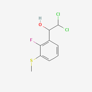 molecular formula C9H9Cl2FOS B15501974 2,2-Dichloro-1-(2-fluoro-3-(methylthio)phenyl)ethanol 