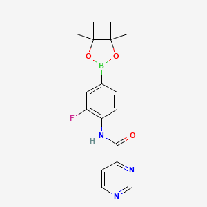 N-[2-fluoro-4-(4,4,5,5-tetramethyl-1,3,2-dioxaborolan-2-yl)phenyl]pyrimidine-4-carboxamide