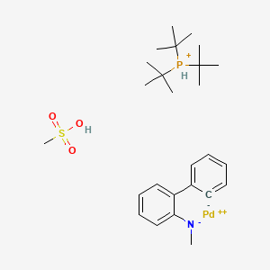 molecular formula C26H43NO3PPdS+ B15502026 methanesulfonic acid;methyl-(2-phenylphenyl)azanide;palladium(2+);tritert-butylphosphanium 