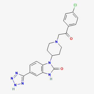 molecular formula C21H20ClN7O2 B15502138 1-(1-(2-(4-Chlorophenyl)-2-oxoethyl)piperidin-4-yl)-5-(2H-tetrazol-5-yl)-1H-benzo[d]imidazol-2(3H)-one 