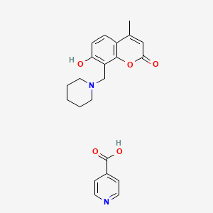 molecular formula C22H24N2O5 B15502482 7-Hydroxy-4-methyl-8-(piperidin-1-ylmethyl)-2H-chromen-2-one isonicotinate CAS No. 10550-22-8