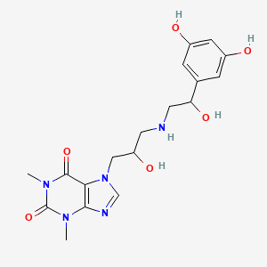 molecular formula C18H23N5O6 B15502842 7-(3-((2-(3,5-Dihydroxyphenyl)-2-hydroxyethyl)amino)-2-hydroxypropyl)-1,3-dimethyl-1H-purine-2,6(3H,7H)-dione 