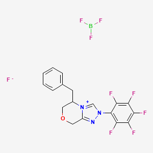 5-benzyl-2-(2,3,4,5,6-pentafluorophenyl)-6,8-dihydro-5H-[1,2,4]triazolo[3,4-c][1,4]oxazin-4-ium;trifluoroborane;fluoride