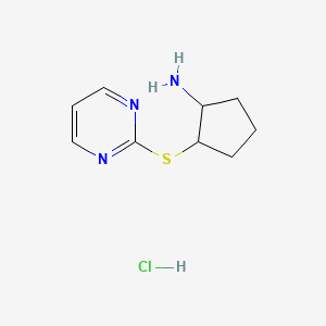 molecular formula C9H14ClN3S B15503491 (1R,2R)-2-(Pyrimidin-2-ylsulfanyl)cyclopentan-1-amine hydrochloride 