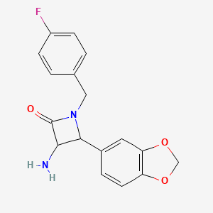 molecular formula C17H15FN2O3 B15503537 3-Amino-4-(benzo[d][1,3]dioxol-5-yl)-1-(4-fluorobenzyl)azetidin-2-one 