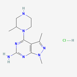 1,3-Dimethyl-4-(2-methylpiperazin-1-yl)pyrazolo[3,4-d]pyrimidin-6-amine;hydrochloride