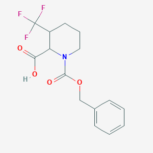 molecular formula C15H16F3NO4 B15503587 (2S,3R)-1-((Benzyloxy)carbonyl)-3-(trifluoromethyl)piperidine-2-carboxylic acid 