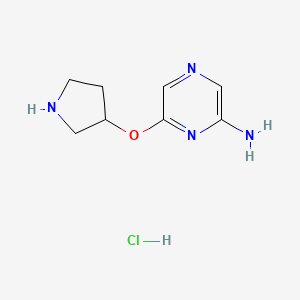 molecular formula C8H13ClN4O B15503752 6-Pyrrolidin-3-yloxypyrazin-2-amine;hydrochloride 