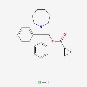 molecular formula C24H30ClNO2 B15503910 2-(Azepan-1-yl)-2,2-diphenylethyl cyclopropanecarboxylate hydrochloride 