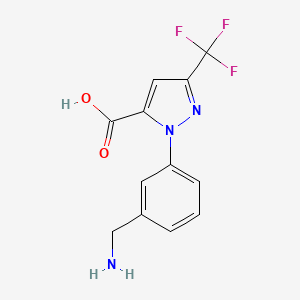 molecular formula C12H10F3N3O2 B15504019 1-(3-(aminomethyl)phenyl)-3-(trifluoromethyl)-1H-pyrazole-5-carboxylic acid 