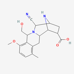 12-Cyano-10-(hydroxymethyl)-8-methoxy-5-methyl-11,16-diazatetracyclo[11.2.1.02,11.04,9]hexadeca-4,6,8-triene-15-carboxylic acid