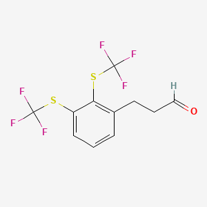 molecular formula C11H8F6OS2 B15504184 (2,3-Bis(trifluoromethylthio)phenyl)propanal 