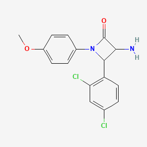 molecular formula C16H14Cl2N2O2 B15504343 3-Amino-4-(2,4-dichlorophenyl)-1-(4-methoxyphenyl)azetidin-2-one 