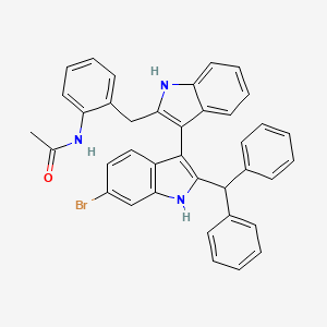 molecular formula C38H30BrN3O B15504432 N-(2-((2'-Benzhydryl-6'-bromo-1H,1'H-[3,3'-biindol]-2-yl)methyl)phenyl)acetamide 