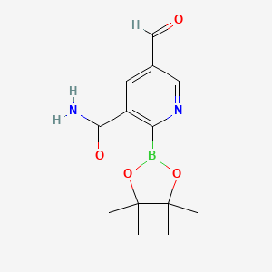 molecular formula C13H17BN2O4 B15504476 5-formyl-2-(4,4,5,5-tetramethyl-1,3,2-dioxaborolan-2-yl)pyridine-3-carboxamide 