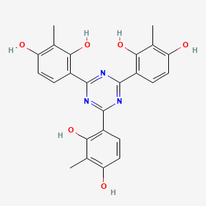 molecular formula C24H21N3O6 B15504515 4-[4,6-Bis(2,4-dihydroxy-3-methylphenyl)-1,3,5-triazin-2-yl]-2-methylbenzene-1,3-diol 