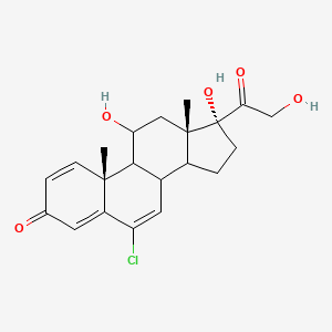 molecular formula C21H25ClO5 B15504578 (10R,13S,17R)-6-chloro-11,17-dihydroxy-17-(2-hydroxyacetyl)-10,13-dimethyl-9,11,12,14,15,16-hexahydro-8H-cyclopenta[a]phenanthren-3-one 