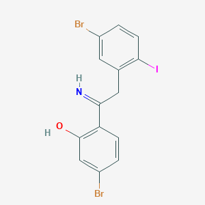 molecular formula C14H10Br2INO B15504605 Phenol, 5-bromo-2-[2-(5-bromo-2-iodophenyl)-1-iminoethyl]- 