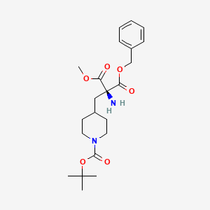 molecular formula C22H32N2O6 B15504669 3-O-benzyl 1-O-methyl (2S)-2-amino-2-[[1-[(2-methylpropan-2-yl)oxycarbonyl]piperidin-4-yl]methyl]propanedioate 