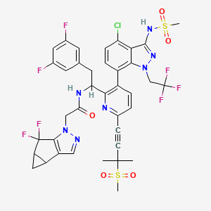 N-[1-[3-[4-chloro-3-(methanesulfonamido)-1-(2,2,2-trifluoroethyl)indazol-7-yl]-6-(3-methyl-3-methylsulfonylbut-1-ynyl)pyridin-2-yl]-2-(3,5-difluorophenyl)ethyl]-2-(5,5-difluoro-7,8-diazatricyclo[4.3.0.02,4]nona-1(6),8-dien-7-yl)acetamide