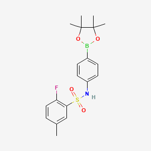 molecular formula C19H23BFNO4S B15504717 2-Fluoro-5-methyl-N-(4-(4,4,5,5-tetramethyl-1,3,2-dioxaborolan-2-yl)phenyl)benzenesulfonamide 