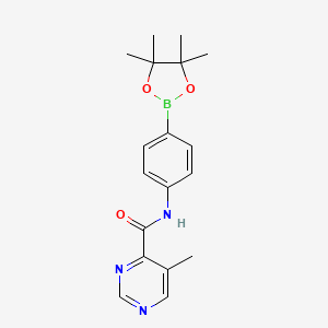 molecular formula C18H22BN3O3 B15504744 5-Methyl-N-(4-(4,4,5,5-tetramethyl-1,3,2-dioxaborolan-2-yl)phenyl)pyrimidine-4-carboxamide 