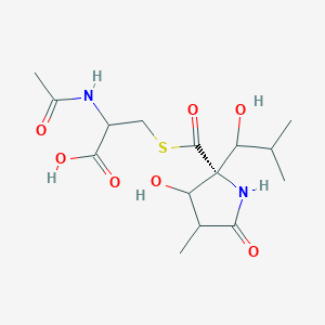 molecular formula C15H24N2O7S B15504788 2-acetamido-3-[(2R)-3-hydroxy-2-(1-hydroxy-2-methylpropyl)-4-methyl-5-oxopyrrolidine-2-carbonyl]sulfanylpropanoic acid 