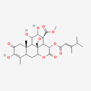 molecular formula C28H36O11 B15504806 methyl (1R,13S,17R)-3-(3,4-dimethylpent-2-enoyloxy)-10,15,16-trihydroxy-9,13-dimethyl-4,11-dioxo-5,18-dioxapentacyclo[12.5.0.01,6.02,17.08,13]nonadec-9-ene-17-carboxylate 